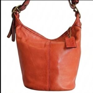 Coach 2008 Bleecker Leather Duffle Bucket Bag Burnt Orange/ Vermillion EUC